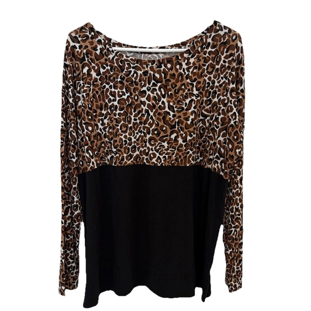 Lilly Pulitzer Women’s Blouse Size XL leopard Colorblock Top quiet money animal
